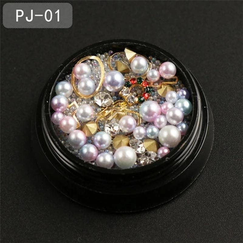Mixed Colorful Pearl Willow Ding Jewelry with Irregular Small Beads Sparkling Nail Art Decoration DIY Mermaid Nails Products Set