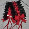 Gothic Lolita Spitzen Schleifen Stirnband - Schwarz Rot Dienstmädchen Haaraccessoire