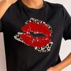 New Fashion Women T Shirt Leopard Lip Print T-Shirt T-Shirt Short Sleeve Tops Female Ladies Summer Tee Shirts Streetwear
