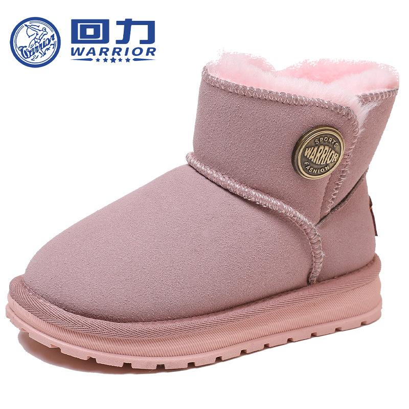 

Warrior Теплые зимние сапоги, модные осенне-зимние сапоги для девочек, новые средние и большие хлопковые сапоги для мальчиков, бархатная хлопковая обувь 26