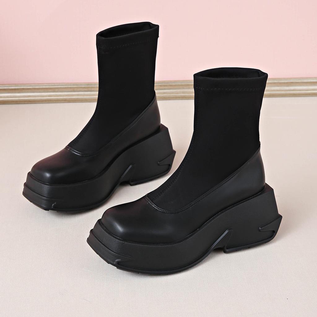 Niche Light Luxury Women's Shoes Women's Boots Thick-soled Autumn and Winter New Fashion European and American Fashion Flying Woven Women's Shoes