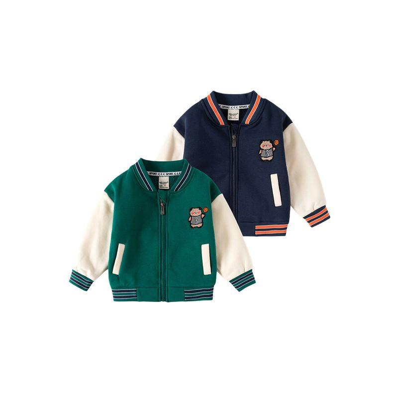 Kids' Coat Fleece-lined Male Baby Stand Collar Zip-up Shirt