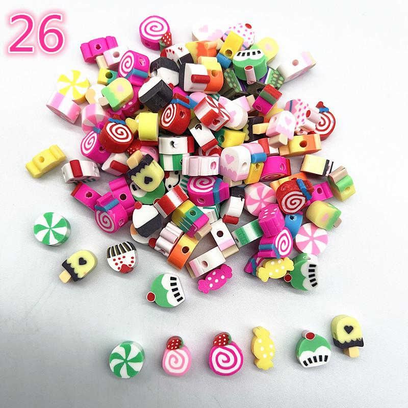30pcs 10mm Heart Shape Fruit Beads Polymer Clay Beads Spacer Loose Beads for Jewelry Making DIY Bracelet Earring