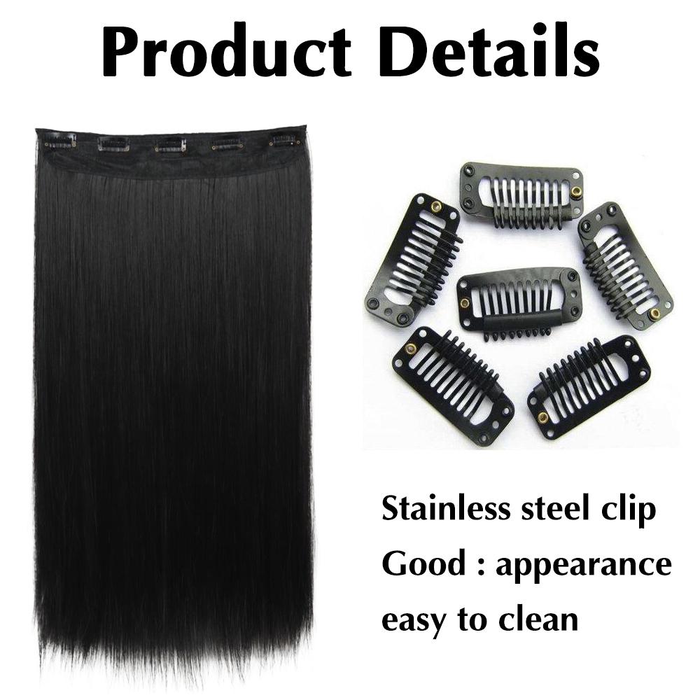5Clips In Hair Synthetic Long Straight Hair Extensions Natural Hairpiece For Women Cosplay Party Wear