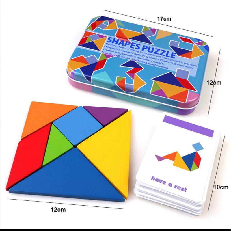 Langlebiges magnetisches Holz-Tangram-Puzzle für Kinder, Lernspielzeug für Kindergarten und Grundschule