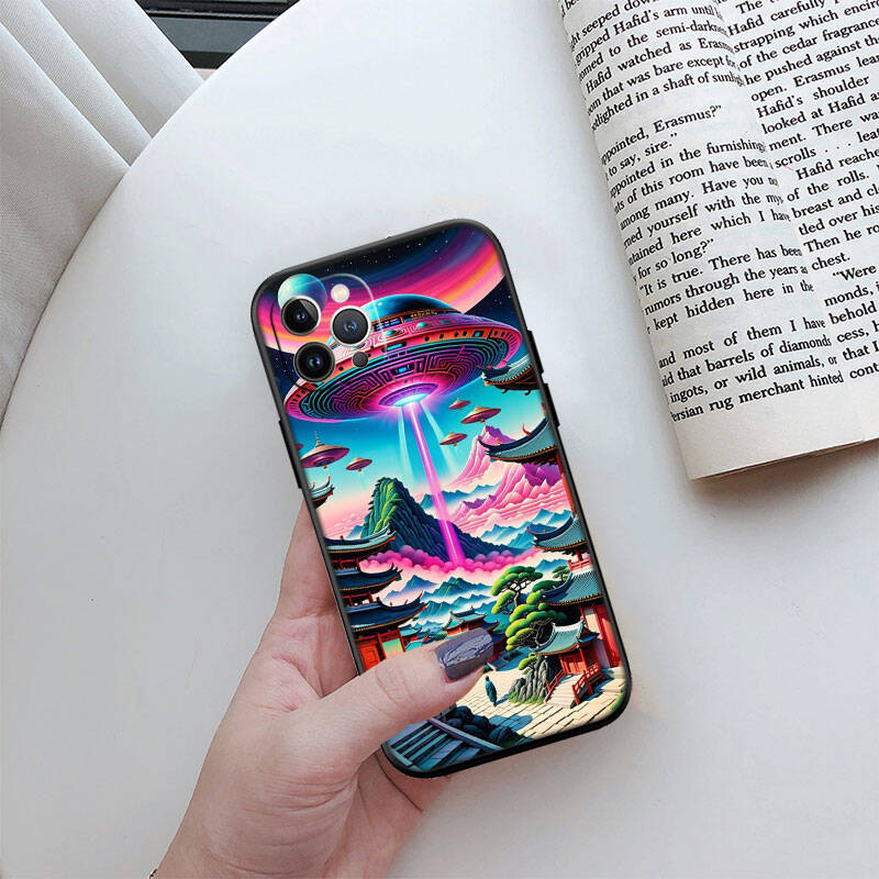 MH140 Space Alien UFO Phone Shell Case for iPhone 7 8 11 12 13 14 15 16 17 16E XS Pro Max XR X SE Air