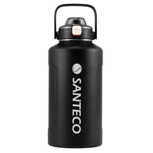 SANTECO Vacuum Insulated Water Bottle, Large Capacity, 1900ml, Keeps Drinks Cold or Hot, Includes Straw, Compatible with Direct Drinking Sports Drinks