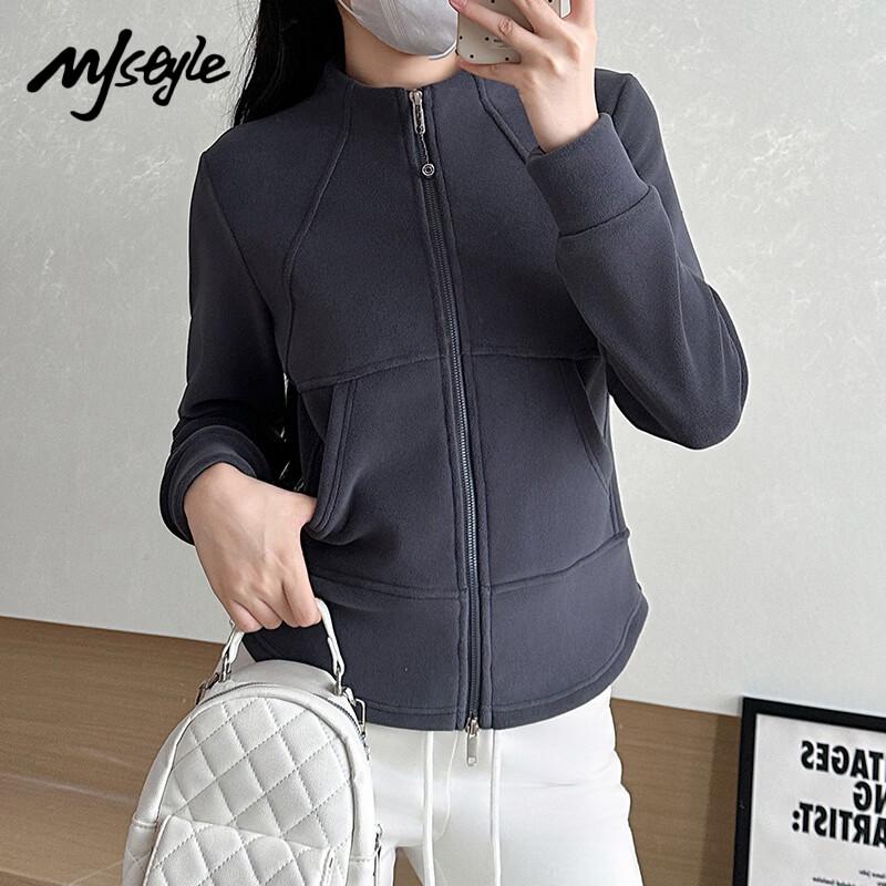 MJ STYLE Women s Stand Collar Zip-Up Sweatshirt L