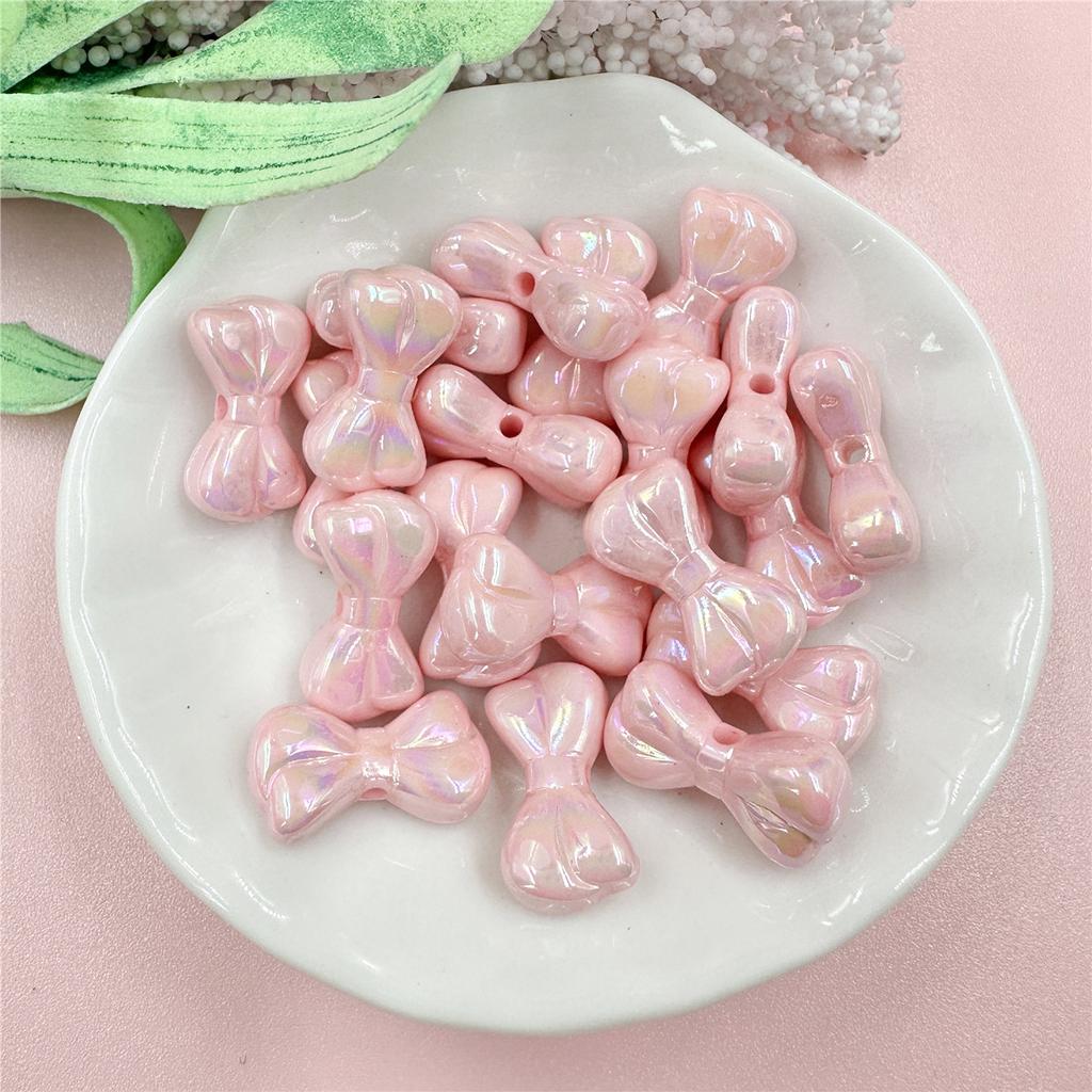 DIY Beading Material Necklace Key Chain Making Fashion 9.7*17.9mm Small Bow Beads for Bracelet Acrylic Dazzle Pendant 20pcs  Beads