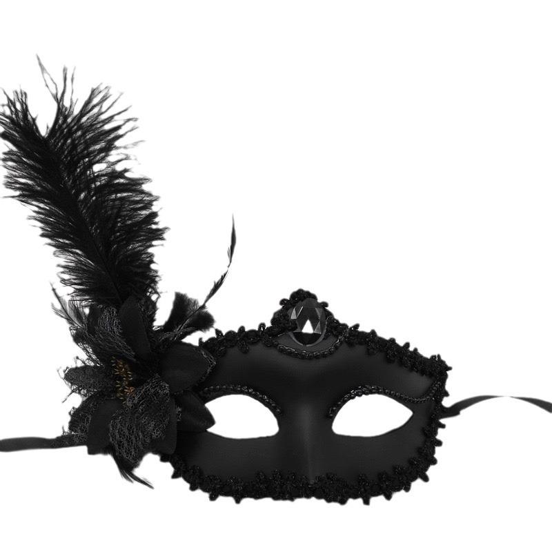Makeup Dance Party Mask Half-face Sexy Lace Feather Mask Halloween Mask Posing Props Headgear