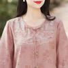 Retro Chinese-Inspired Artistic Summer Shirt for Middle-Aged Women—Stylish, Loose, and Slimming Cheongsam Button Top.