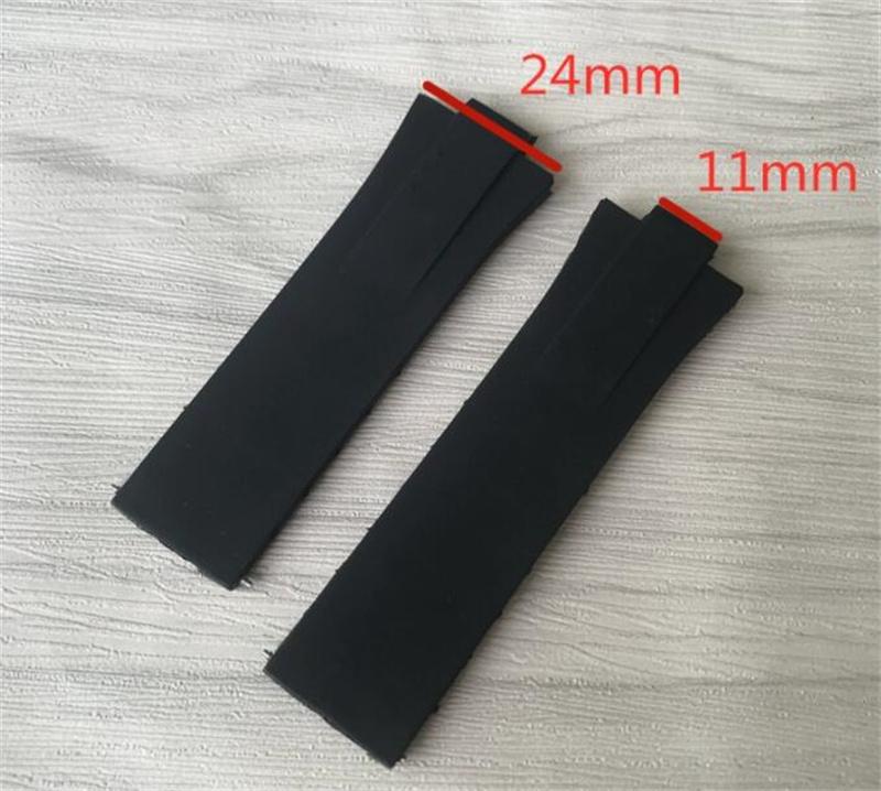 Classci Men's Convex Mouth Silicone Rubber Watchband 24x11mm Black Waterproof Resin Strap Fit For ORIs AQuis 733 Watch Stock