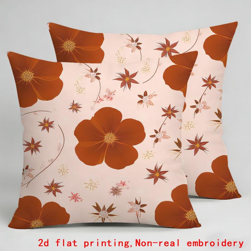 Floral Patterned Pillowcase For Homecushion Covers, Zippered, Decorative Pillowcases, 45X45 Cover Sleeves
