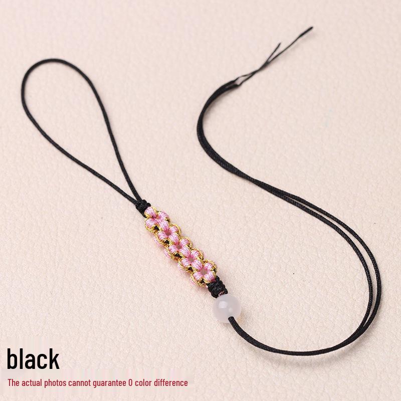 Peach Blossom Knot Phone Chain & Bag Pendant - Handmade Woven Jewelry Lanyard