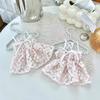 Pet Floral Dress with Lace Checkered Vest Teddy Top Cute Camisole Vest Dog Clothes for Small Dogs Puppy Clothes