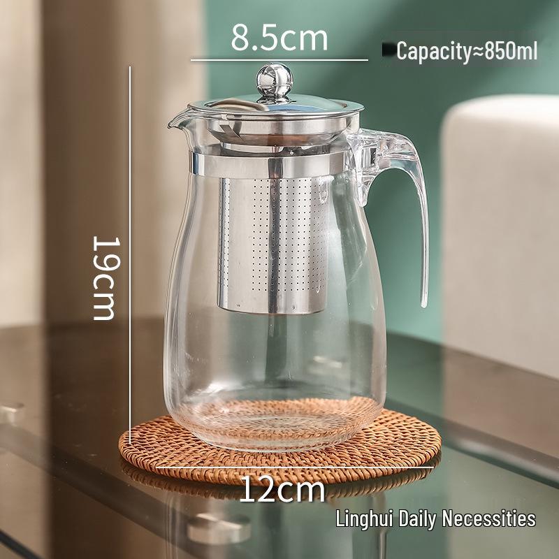 Large Glass Teapot with Lid & Handle, Heat-Resistant, Stainless Steel Infuser, Floating Cup
