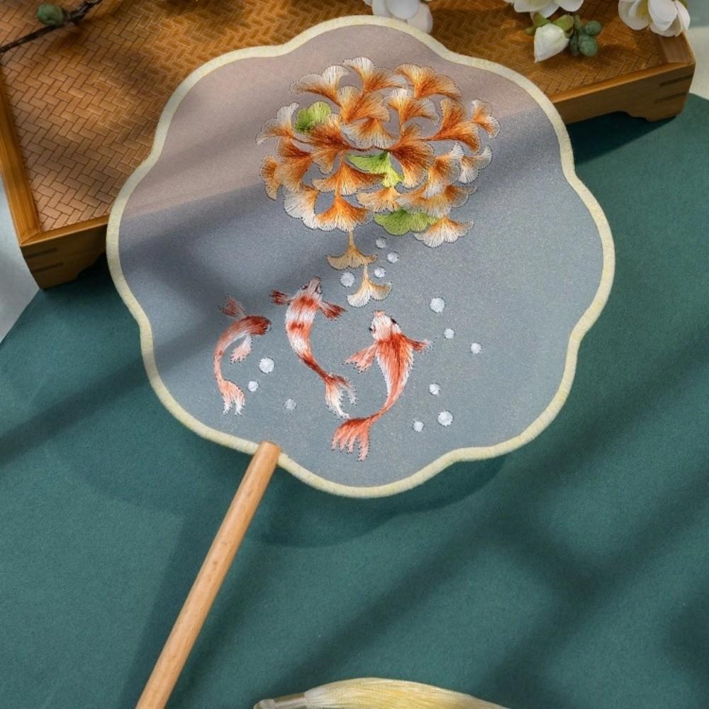 Handheld Silk Fan Floral Pattern Tuan Fan Group Fan Chinese Style Embroidery Fan  Home Decor