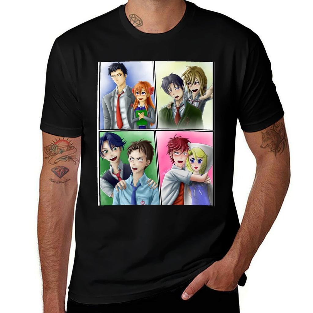 Gekkan Shoujo Nozakikun Couples Unisexga Panels TShirt Casual Light Summer Short Sleeve Top