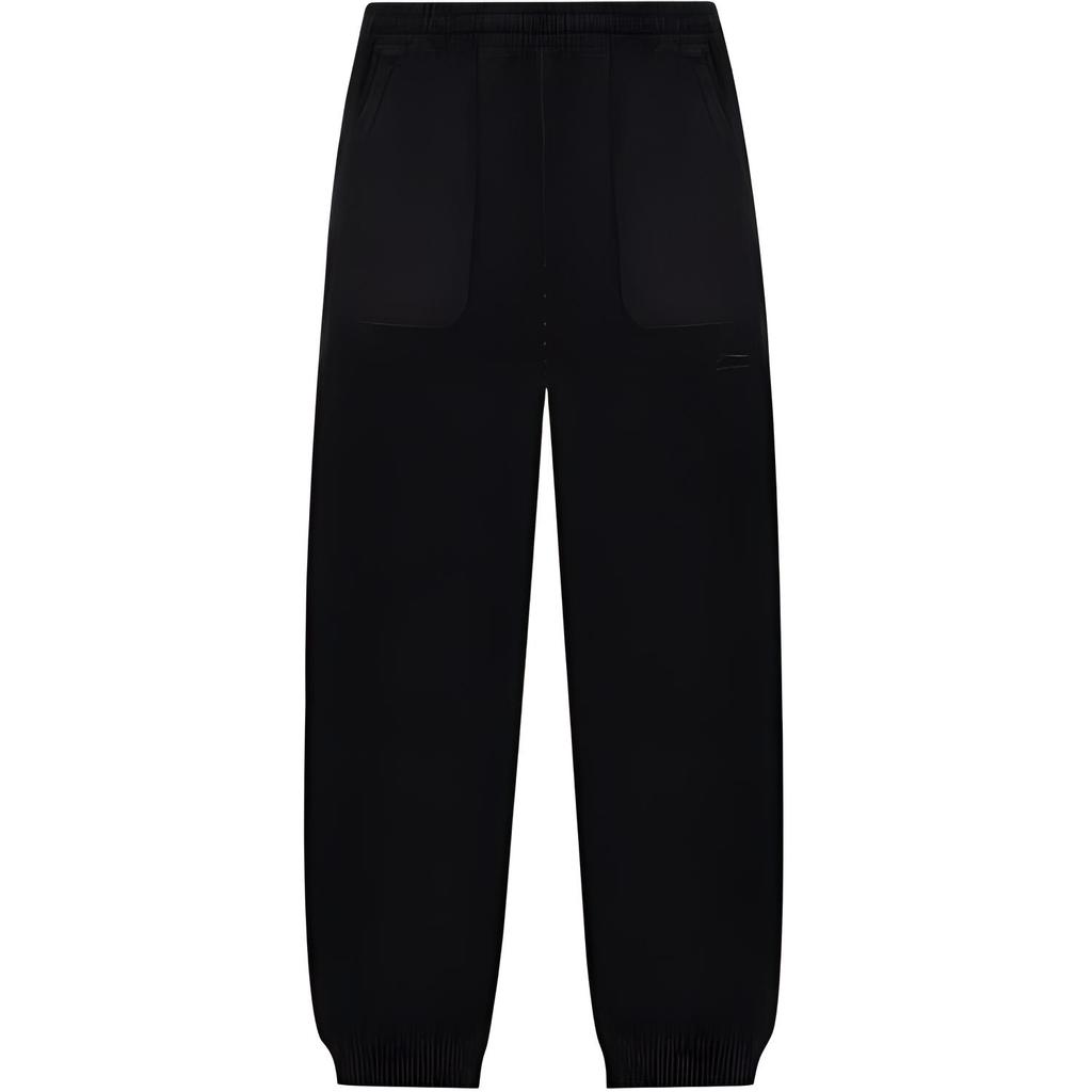 Li Ning Sports Lifestyle Series Solid Color Mid Waist Comfortable Loose Fit Cuffed Knit Joggers Men Joggers Black AKXSB69-2