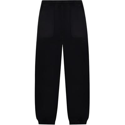 Li Ning Sports Lifestyle Series Solid Color Mid Waist Comfortable Loose Fit Cuffed Knit Joggers Men Joggers Black AKXSB69-2