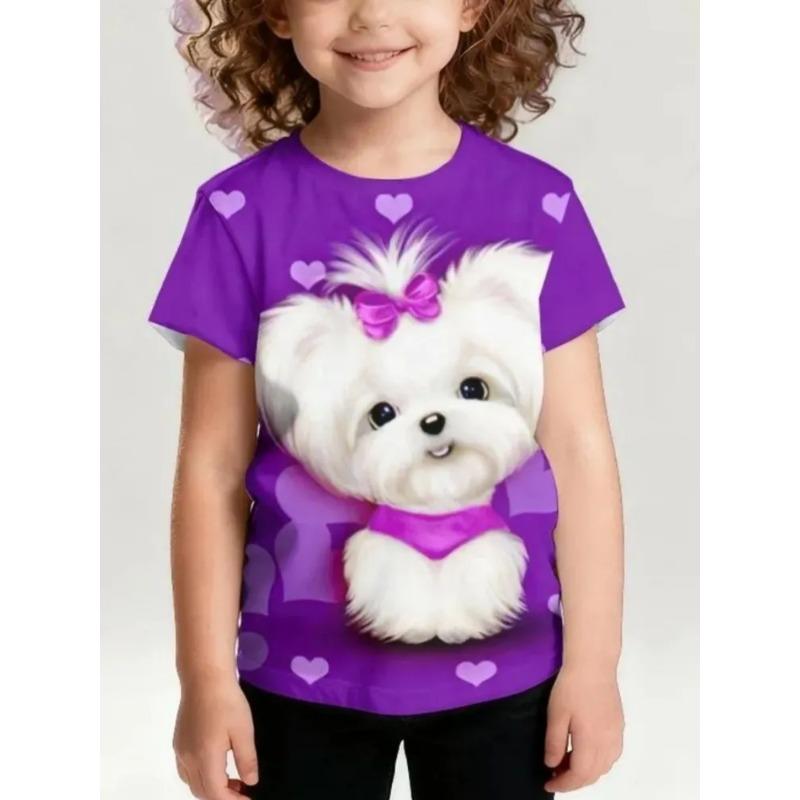 Summer Children's 3D Printed Crew Neck T-Shirt Fashion Versatile Breathable Trend Casual