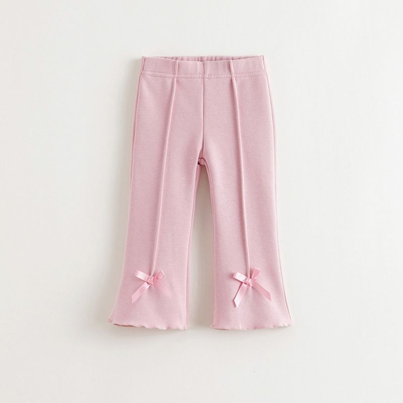 Mark Jenny Girls 3D Bow Flare Pants Baby Pants 2026 Spring New Style 551320 Gray Lotus Root Powder 100