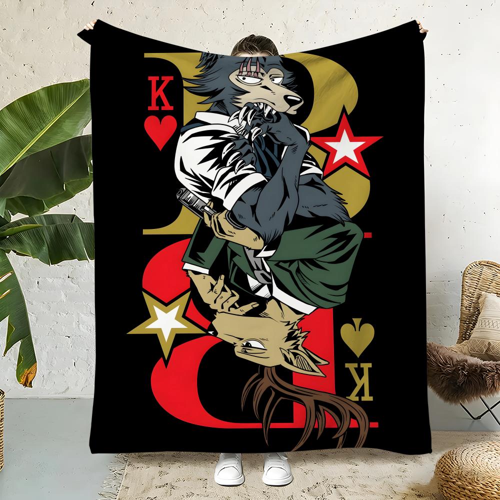 Anime B-Beastars Throw  Flannel Throw Blanket,Bed Home Office Nap Blanket Travel,Camping,Picnic Blanket Soft Decor 75x90cm