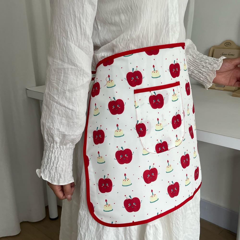 Waterproof Polyester Sleeveless Apron With Apple Design For Kitchen Cooking And Baking