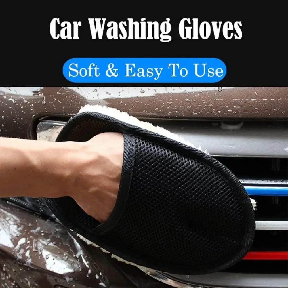 Microfiber Wool Car Washing Glove Motorcycle Washer Cleaning Care Body Glass Brush Paint Waxing Polishing Fleece Gloves Tools