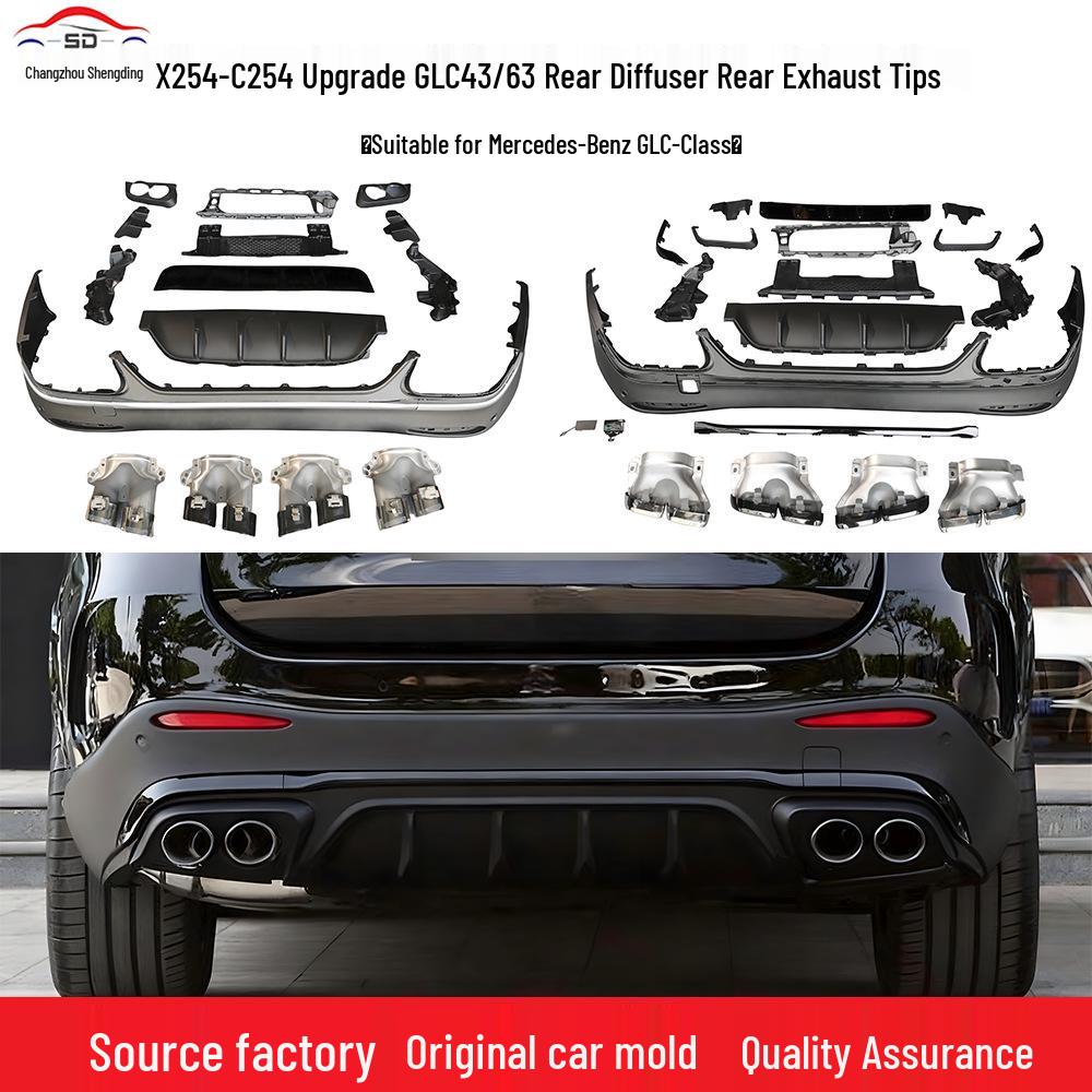 Compatible with Mercedes-Benz (24+) GLC-Class X254: GLC43/63 Rear Bumper Lip & Exhaust Tips (Domestic/International)