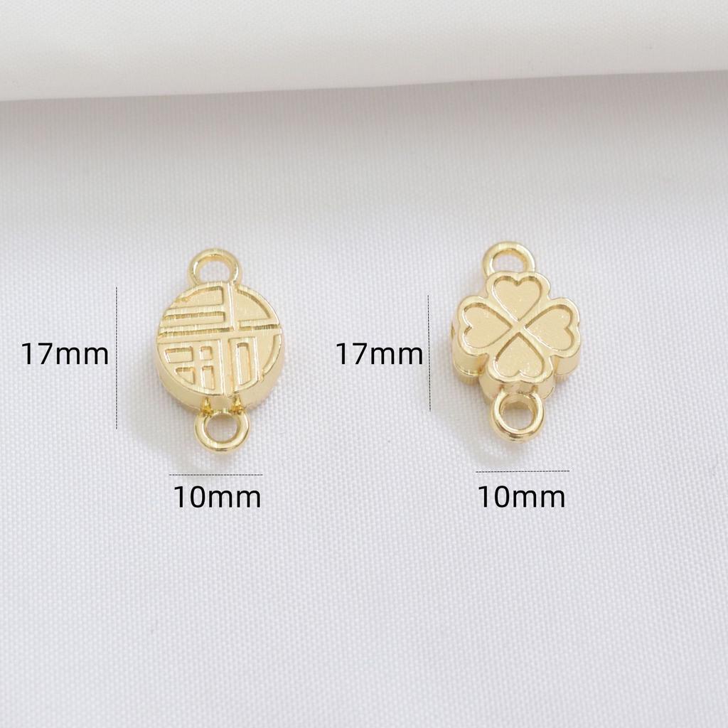 10pcs Color Retention 14K Gold Four-Leaf Clover Magnet Buckle, Lucky Jewelry Buckle, Accessories Diy Handmade Beaded Material, Finishing Button Head