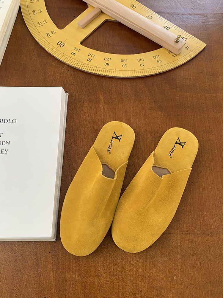 Soft-soled fashion Boken shoes for women in the spring of 2025, ugly and cute new models, wearing a pedal bag head and half slippers tide