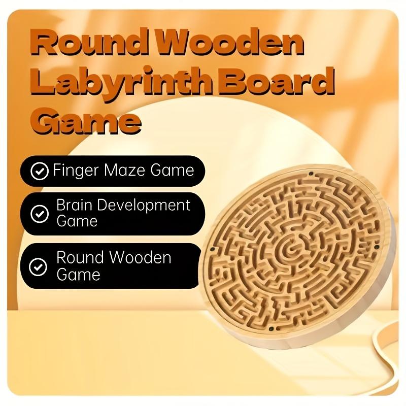 Bamboo Balance Board,Round Wooden Maze With Steel Balls,2 Metal Ball Challenges and Puzzle Games for Brain Training, Suitable for Seniors and Families
