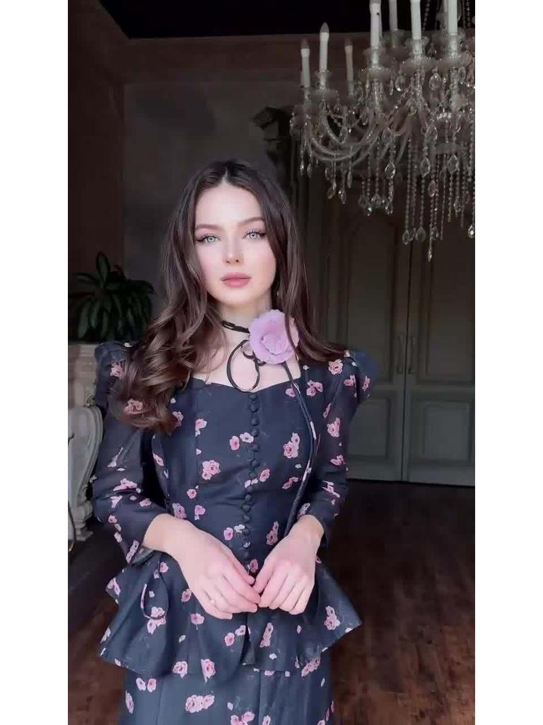 European and American 2025 Retro Long Sleeve Dress - Elegant Spring Court Style
