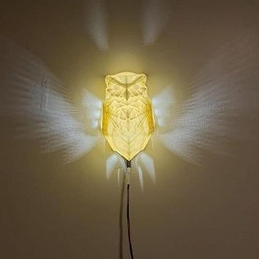 Unique Resins Owl 3D Wall Lamp Art Decors Multipurpose Illuminations Battery Operated Sconce Wall Light for Indoor Space