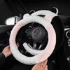Winter Non-slip Steering Wheel Cover Soft Cute Plush Steering Cover Warm Stretchy Cat Ears Steering Wheel Cover for Car Steering