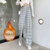 Plus Velvet Thick Plaid Straight-leg Pants Winter Lamb Velvet High Waist Warm Casual Pants Children's Trousers