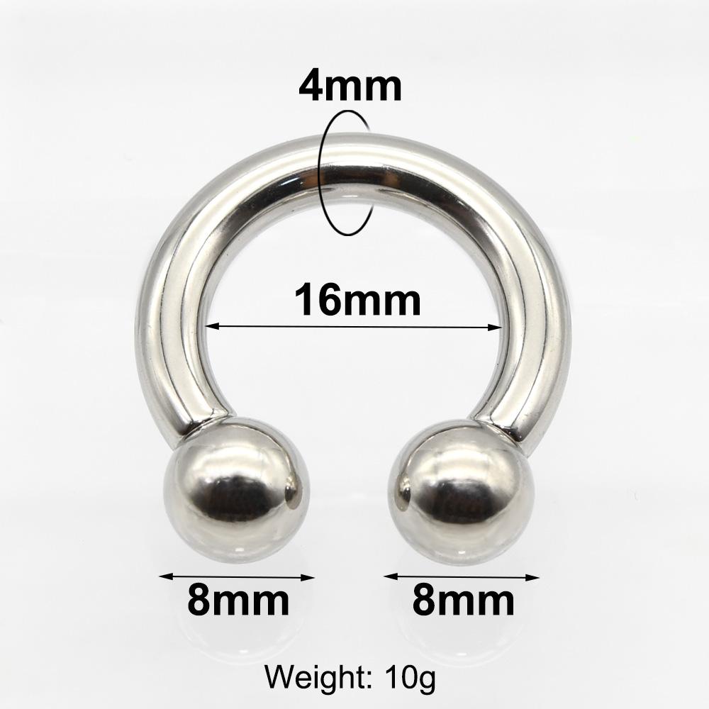 12G-00G Velký průměr Kruhový činkový kroužek z nerezové oceli s vnitřním závitem Piercing do nosu Septum Piercing Rozšiřovač Náušnice do laloku