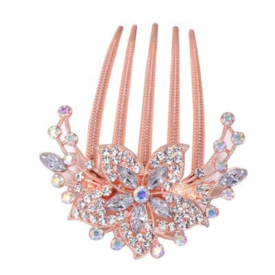 Pieptene Decorativ Clip de Păr Aliaj 5 Dinți Cristal Alb Piepteni Laterali Clip pentru Coafură