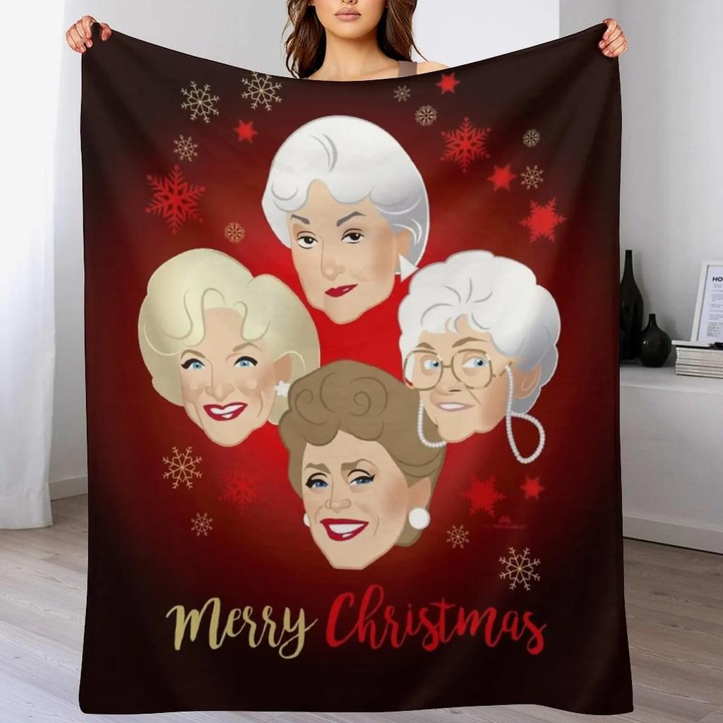 Golden Christmas Throw Blanket Fuzzy Plush Throw Blanket for Sofa Chair