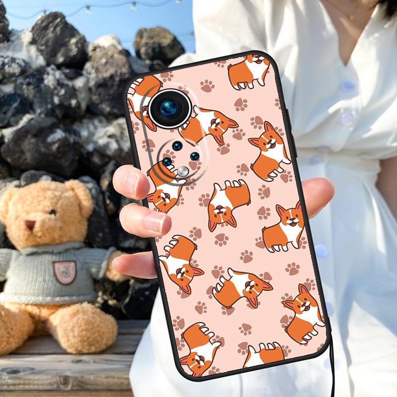 Cartoon Corgi Dog Case For Honor X9b X8b X8 X9 X6a X7a X8a X9a Honor Magic 6 5 Pro 50 70 90 Lite Back Cover