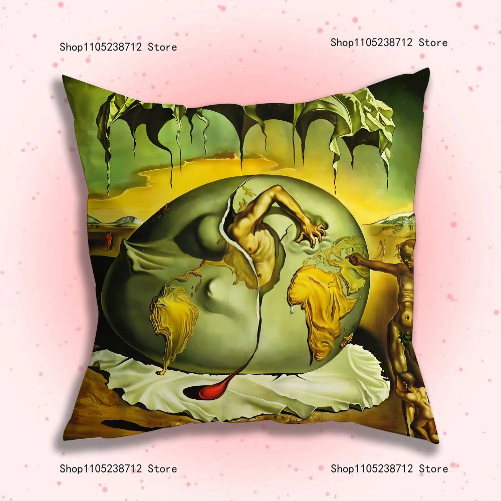 S-Salvador Dali The Persistence Of Memory Clocks Pillow Case Plush Fabric Soft Pillowcase Sided Print Sofa Cushion Cover Throw