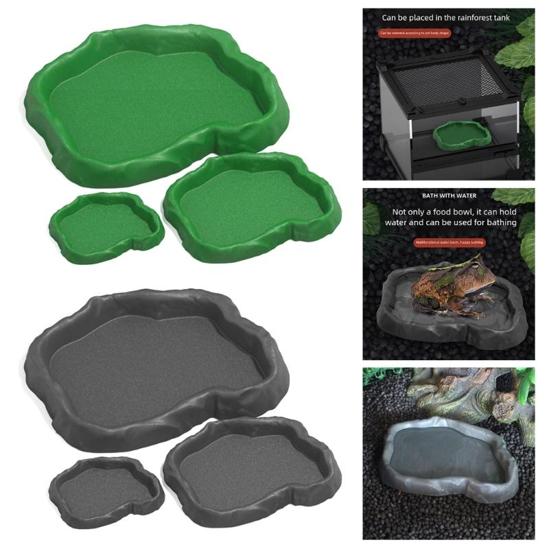 3in1 MultiFunctional Plastic Reptiles Food Water Feeder Bowl Bath Bowl For Amphibians Feeding Bathing And Watering Supply