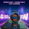 4-Ports USB Quick Chargerwith LED Voltmeter Dual PD And Dual QC3.0 Fast Charge Adapter Waterproof For Car Boat And Motorcycle 12/24V