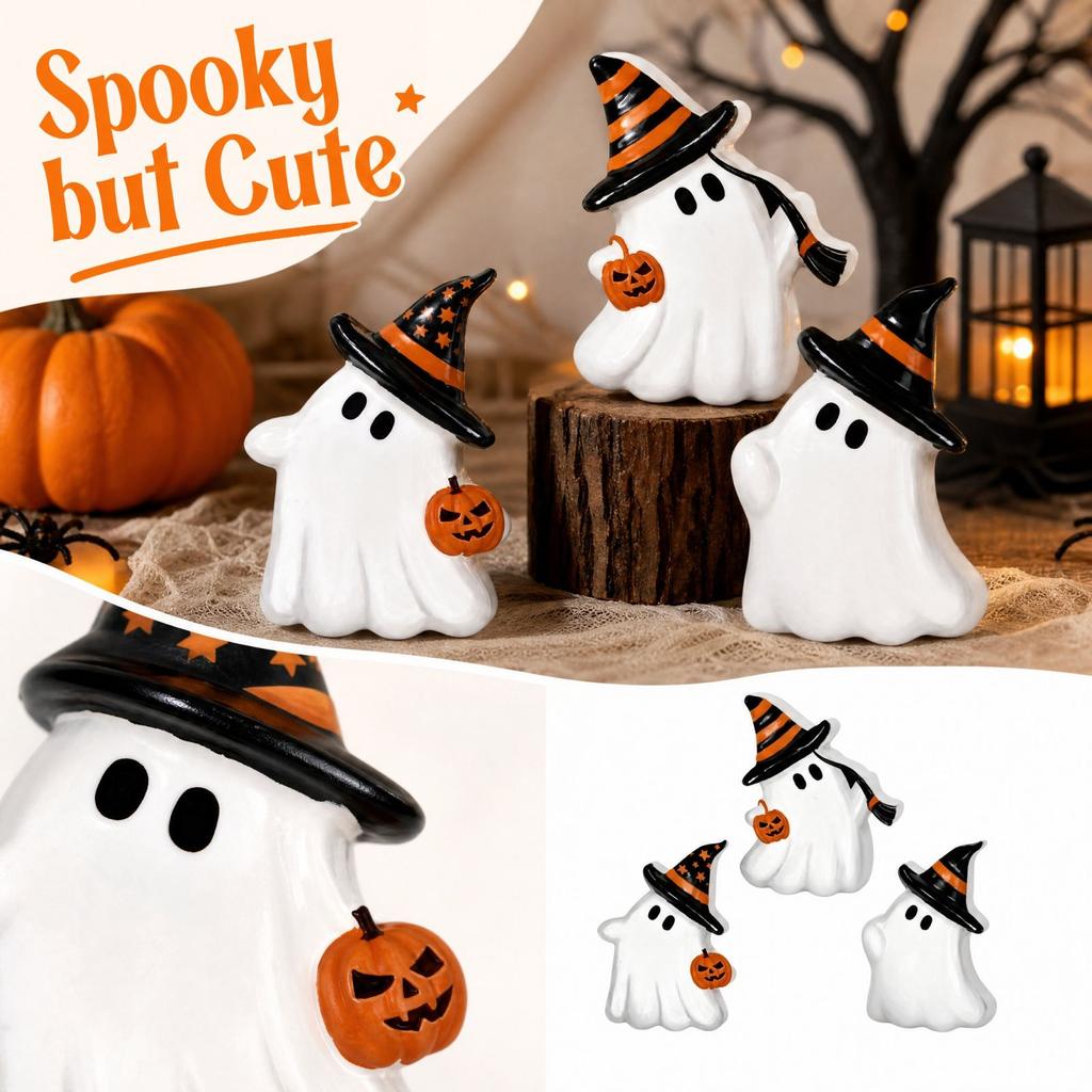 Cute Figurine Halloween Party Decoration, Desktop Tabletop Shelf Ornament for Home, Holiday Décor