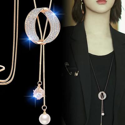 Necklace Women's High-end Long Sweater Chain Light Luxury Niche Accessories Versatile Fringed Autumn and Winter Decorations