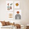 Boho Art Prints Abstract Poster Plant Line Drawing Wall Art Sun Moon Canvas Painting Burnt Orange Living Room Wall Decoration