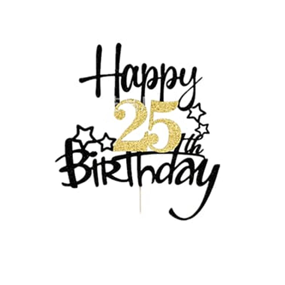 1Pcs Black Gold Happy 10 Birthday Cake Topper 10th 20th 30th 40th 50th 60th Loves & Wishes Party Decorations for Birthday Party