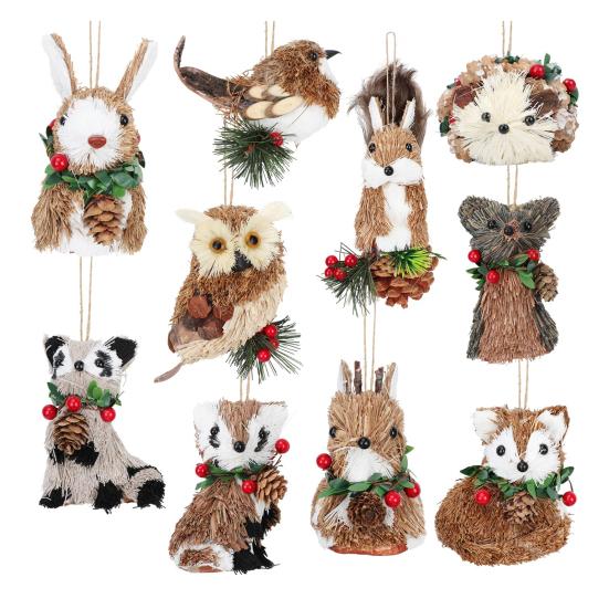 

Yousheng 10 Pcs Forest Animal Christmas Ornament 2D Flat Acrylic Owl Bird Rabbit Christmas Tree Hanging Ornaments for Holiday Tree Mantel Porch Decor 10 pcs