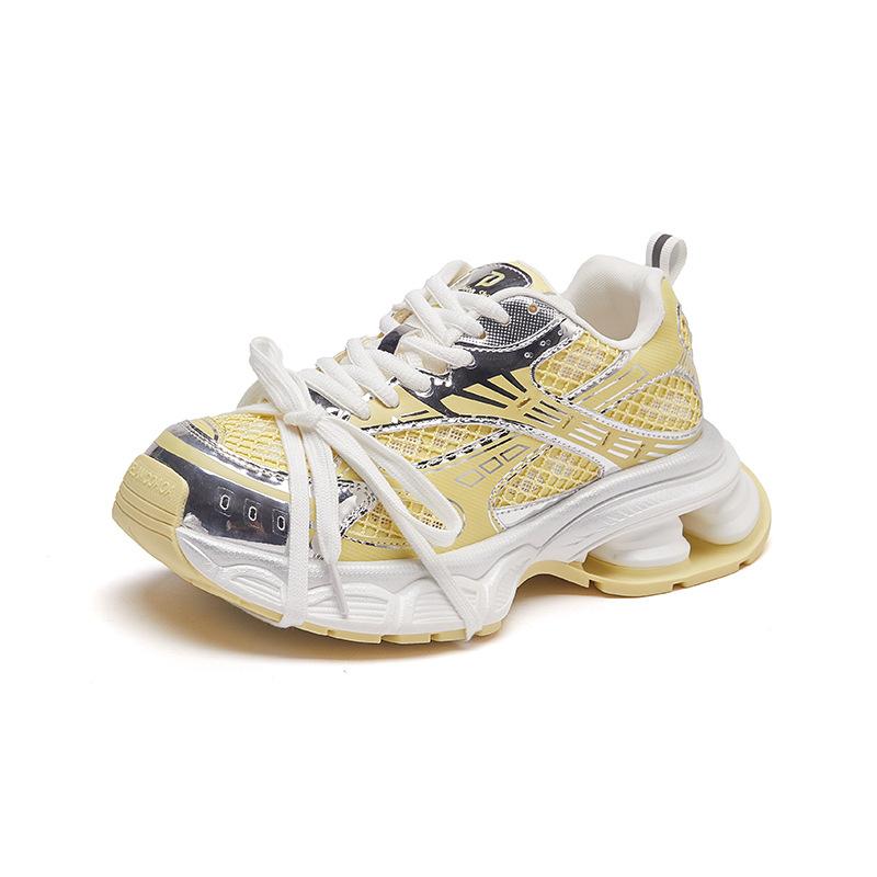 

Нові татові кросівки для жінок Модні спортивні однотонні кросівки на товстій підошві 35 жовтий